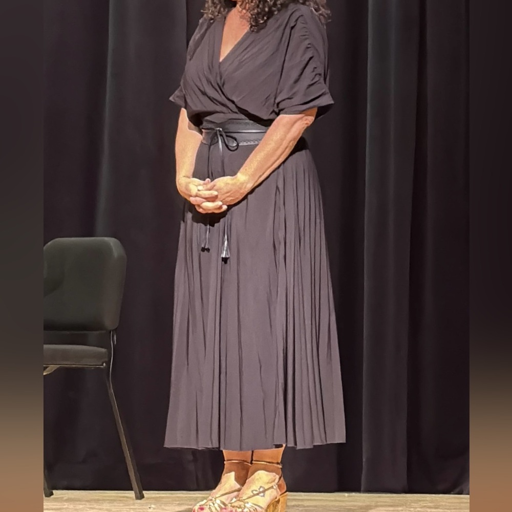 Mango: Elegant Long Black Pleated Dress
